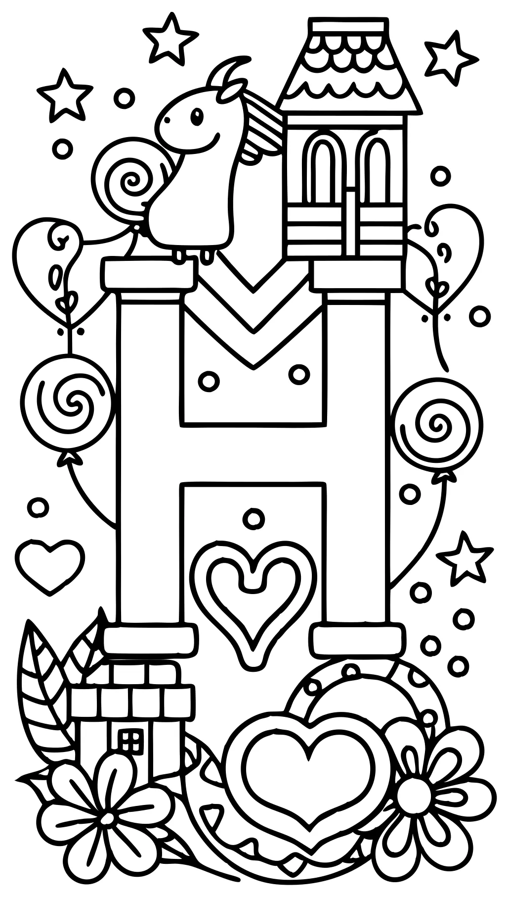 coloriage lettre h